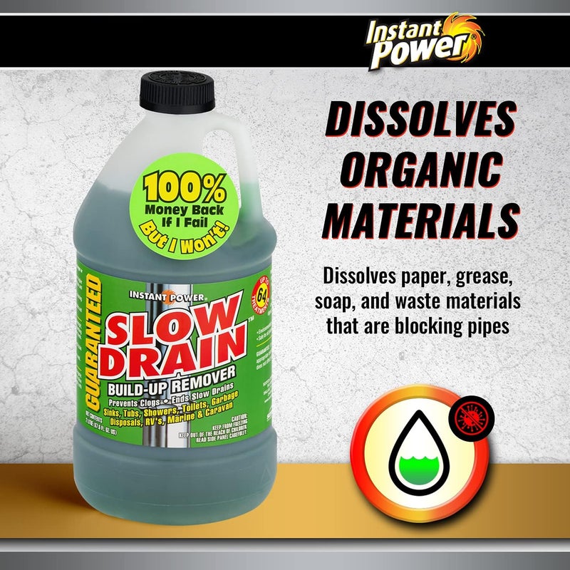 Instant Power 1907 Slow Drain Build Up Remover, 2 Liter - Effective Drain Cleaner - Image 2